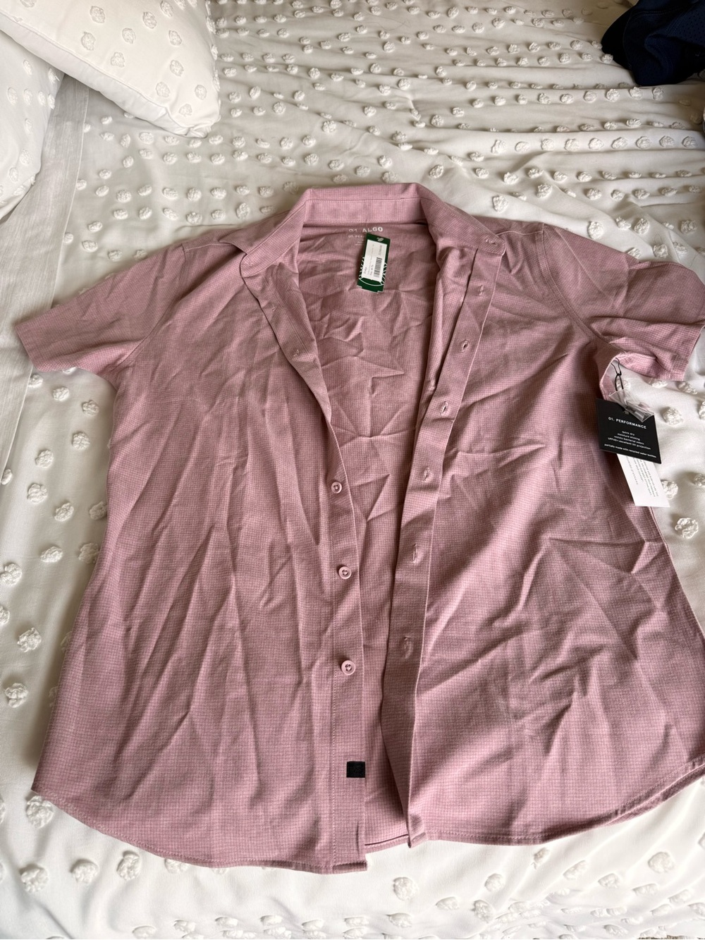 Gridtech Performance Short-Sleeve Button-Up Shirt in Dusty Rose - Picture 2 of 4